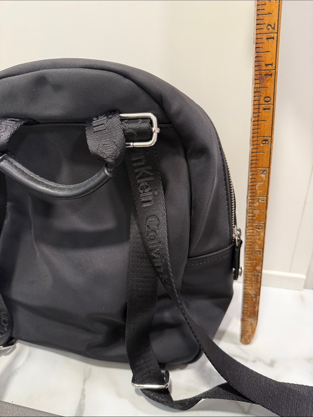 Calvin Klein Small Black Nylon Backpack Purse with Silver-tone Hardware - Picture 5 of 8
